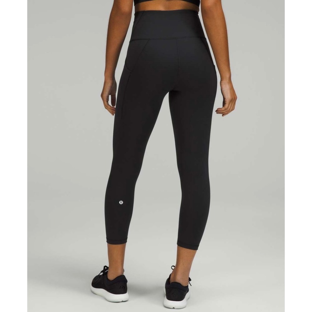 Lululemon Wunder Train High-Rise Crop With Pockets 23" Black Plus Sz 14 Gym Run
